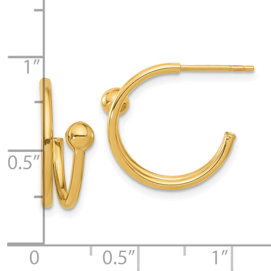 14K Yellow Gold Polished J Hoop Earrings