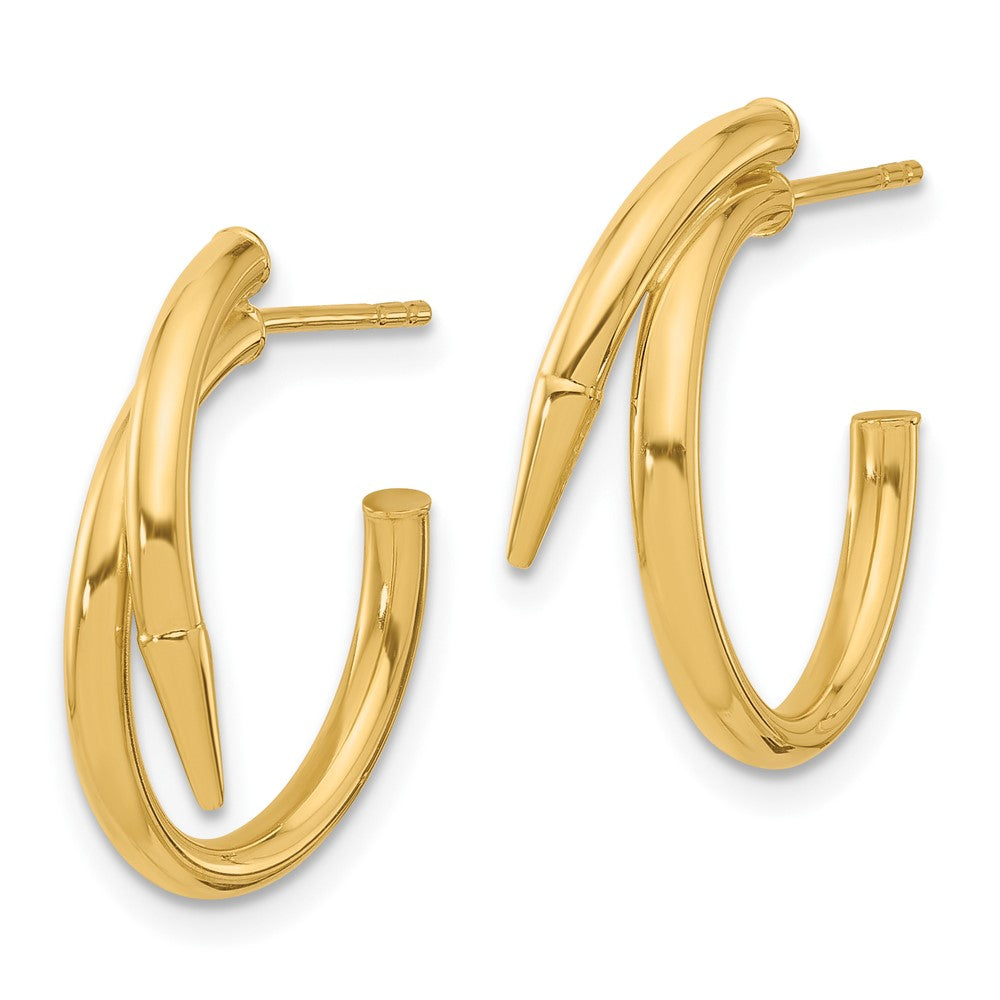 14K Yellow Gold Polished J Hoop Earrings