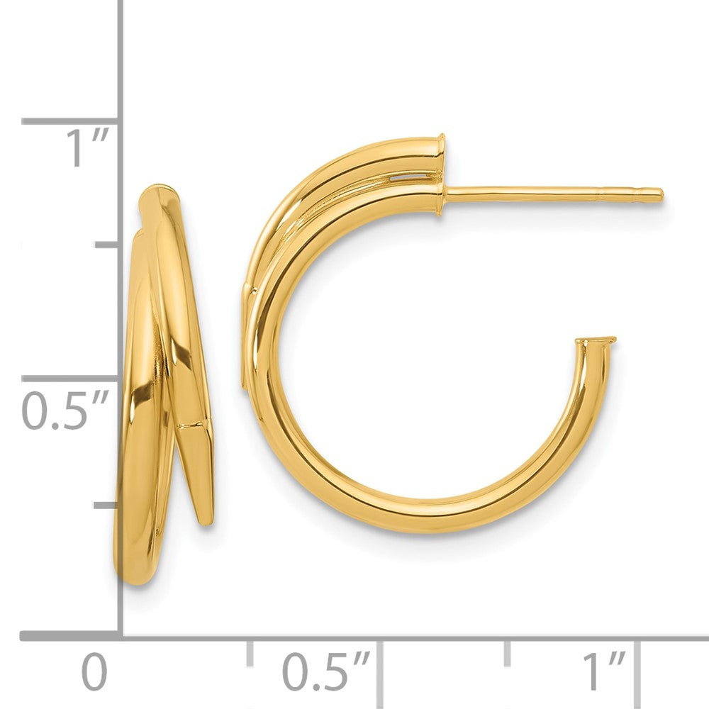 14K Yellow Gold Polished J Hoop Earrings