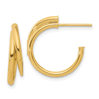 14K Yellow Gold Polished J Hoop Earrings