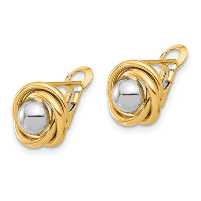 14K Two Tone Polished Omega Back Earrings