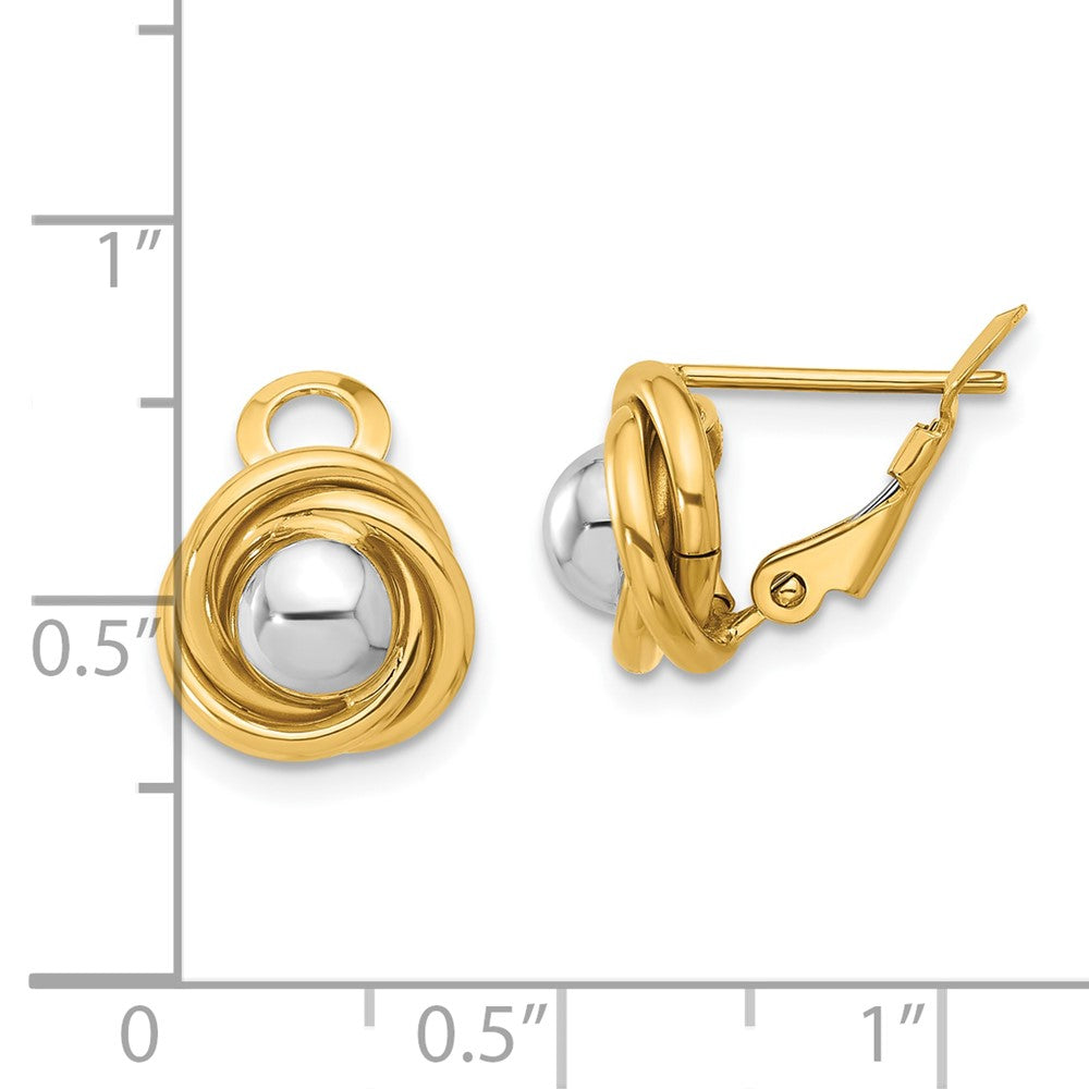 14K Two Tone Polished Omega Back Earrings