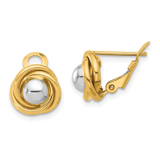 14K Two Tone Polished Omega Back Earrings