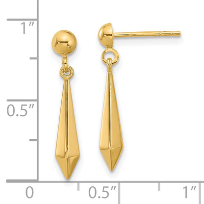 14K Yellow Gold Polished Post Dangle Earrings