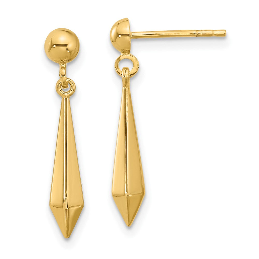 14K Yellow Gold Polished Post Dangle Earrings