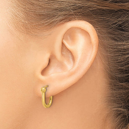 14K Yellow Gold Polished Hinged Hoop Earrings