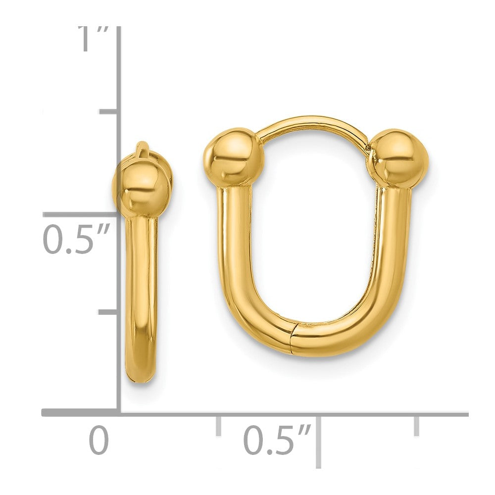 14K Yellow Gold Polished Hinged Hoop Earrings