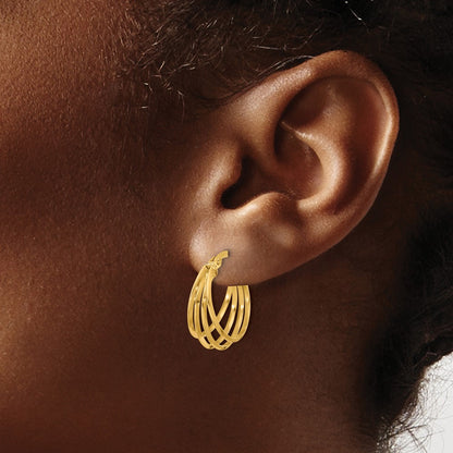 14K Yellow Gold Polished Hoop Earrings