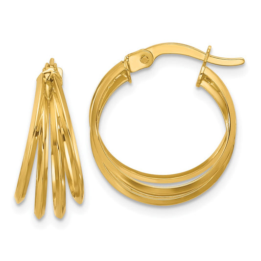 14K Yellow Gold Polished Hoop Earrings