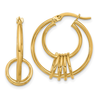 14K Yellow Gold Polished Fancy Hoop Earrings