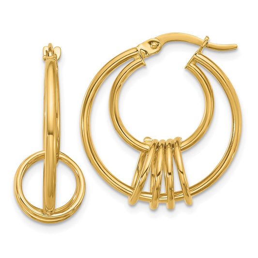 14K Yellow Gold Polished Fancy Hoop Earrings