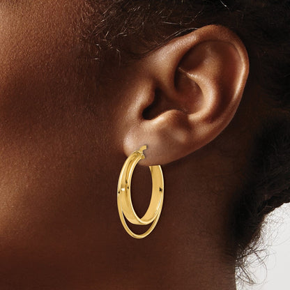 14K Yellow Gold Polished Hoop Earrings