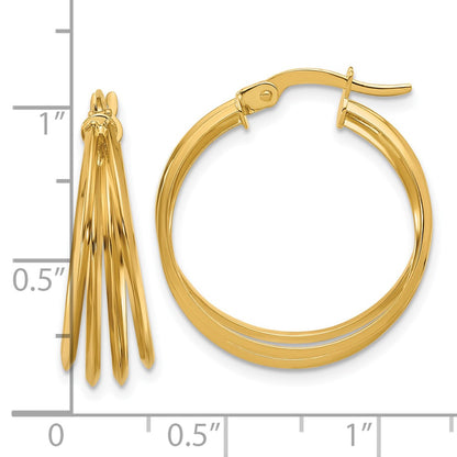 14K Yellow Gold Polished Hoop Earrings