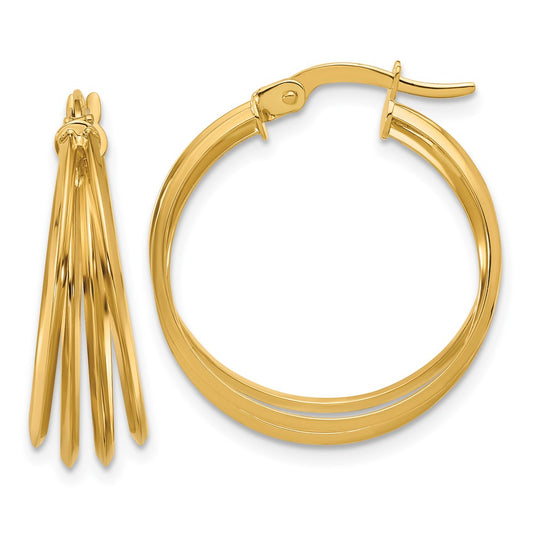 14K Yellow Gold Polished Hoop Earrings