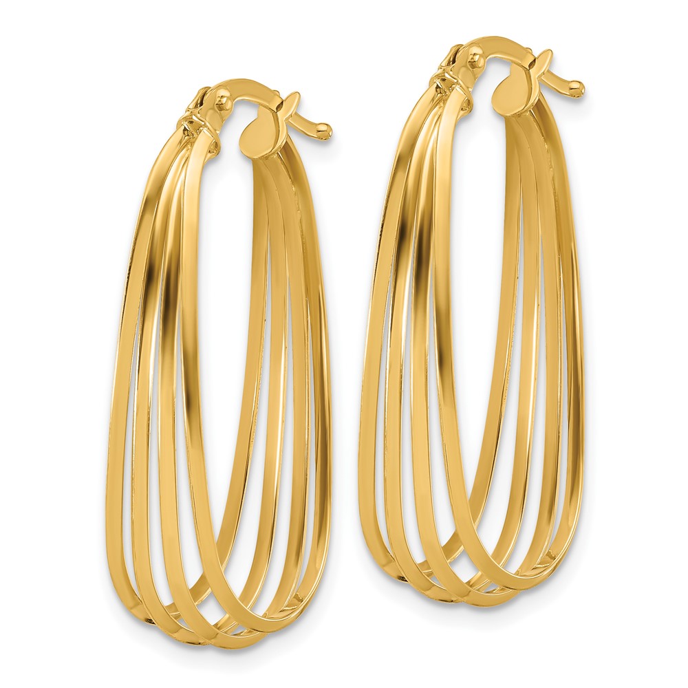 14K Yellow Gold Polished Oval Hoop Earrings