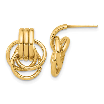14K Yellow Gold Polished Circles Post Earrings