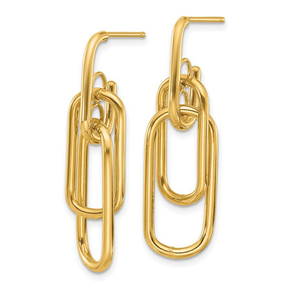 14K Yellow Gold Polished Post Dangle Earrings