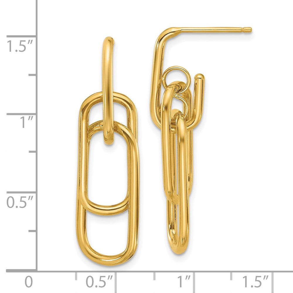 14K Yellow Gold Polished Post Dangle Earrings