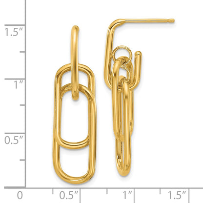 14K Yellow Gold Polished Post Dangle Earrings