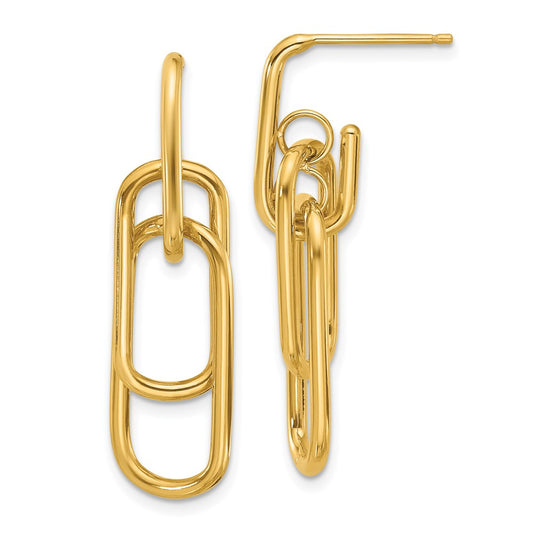 14K Yellow Gold Polished Post Dangle Earrings