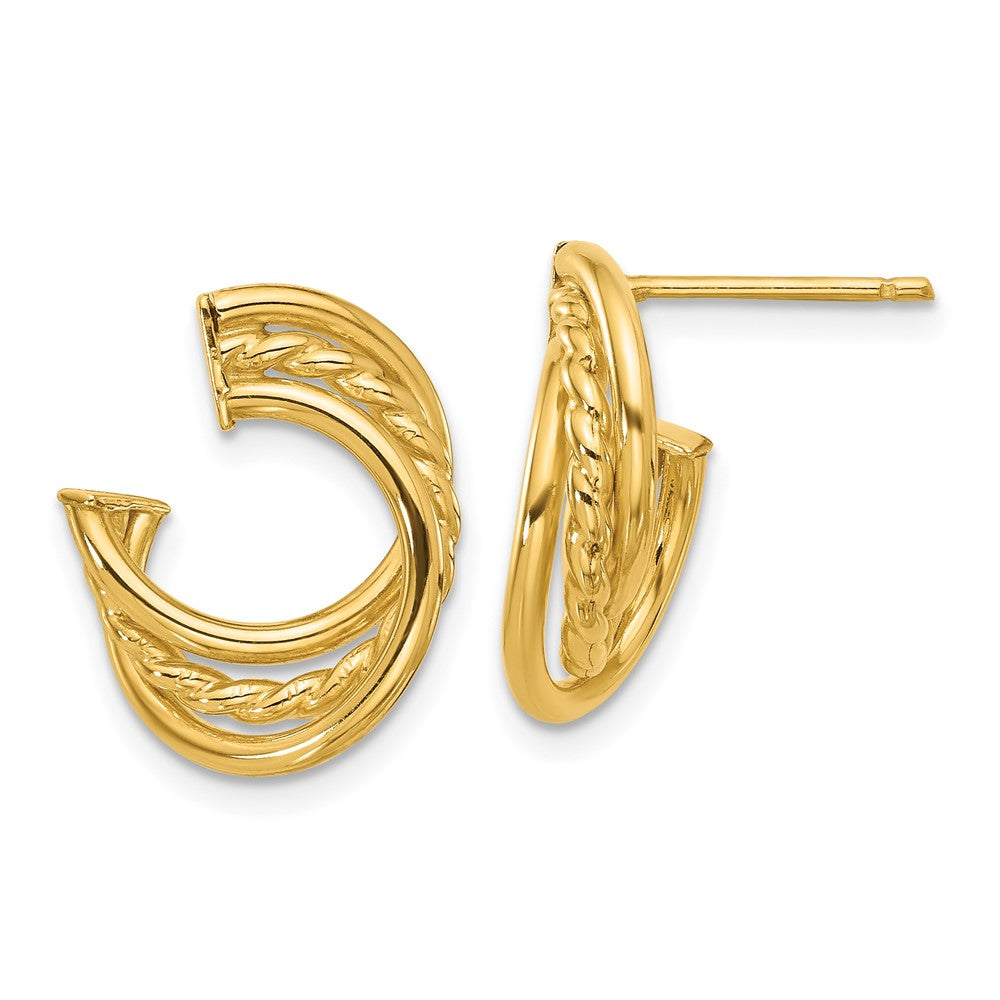 14K Yellow Gold Polished And Twisted Post Earrings