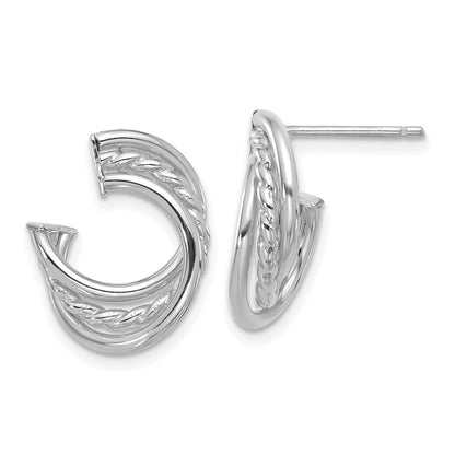 14K Yellow & Rhodium Wht Rh Plating Polished And Twisted Post Earrings