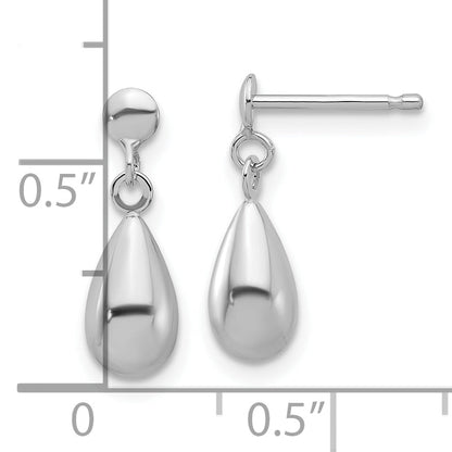 14K White Gold Polished Teardrop Dangle Earrings