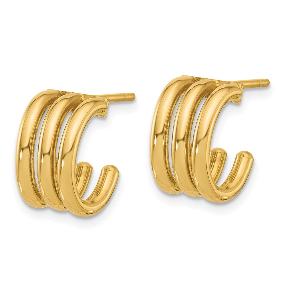 14K Yellow Gold Polished Oval J Hoop Post Earrings