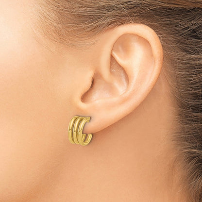 14K Yellow Gold Polished Oval J Hoop Post Earrings