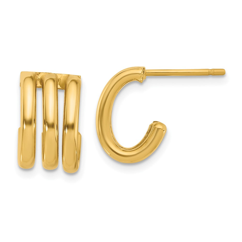 14K Yellow Gold Polished Oval J Hoop Post Earrings