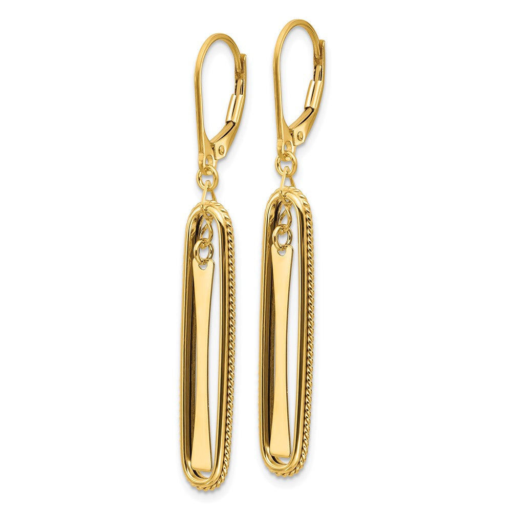 14K Yellow Gold Polished Dangle Leverback Earrings
