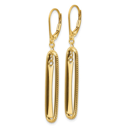 14K Yellow Gold Polished Dangle Leverback Earrings