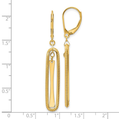 14K Yellow Gold Polished Dangle Leverback Earrings