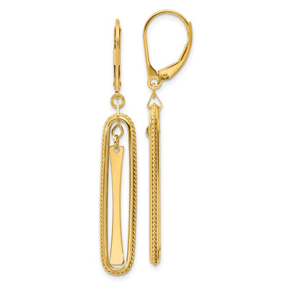 14K Yellow Gold Polished Dangle Leverback Earrings
