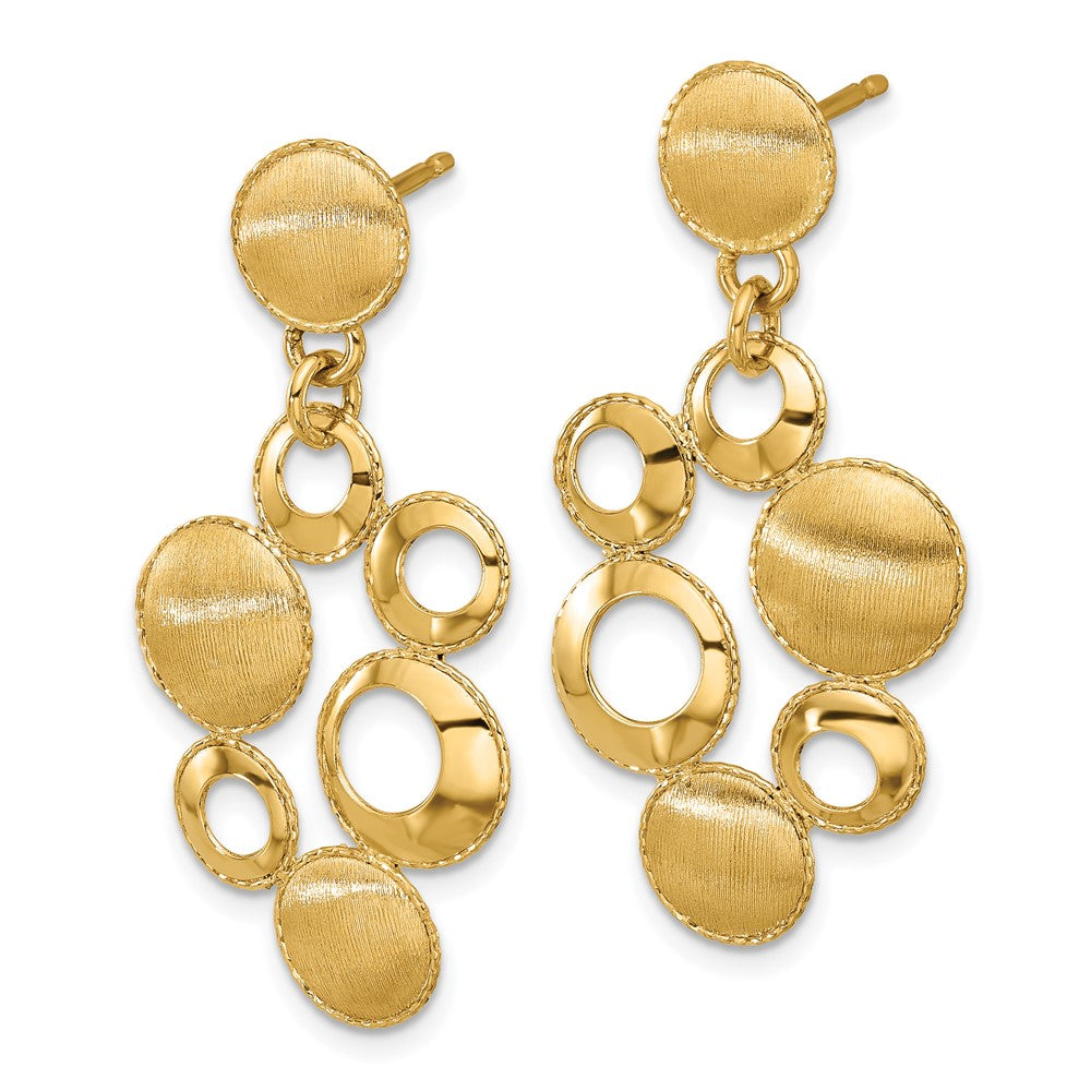 14K Yellow Gold Leslie'S' Polished And Satin Circles Post Dangle Earrings