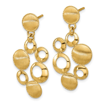 14K Yellow Gold Leslie'S' Polished And Satin Circles Post Dangle Earrings