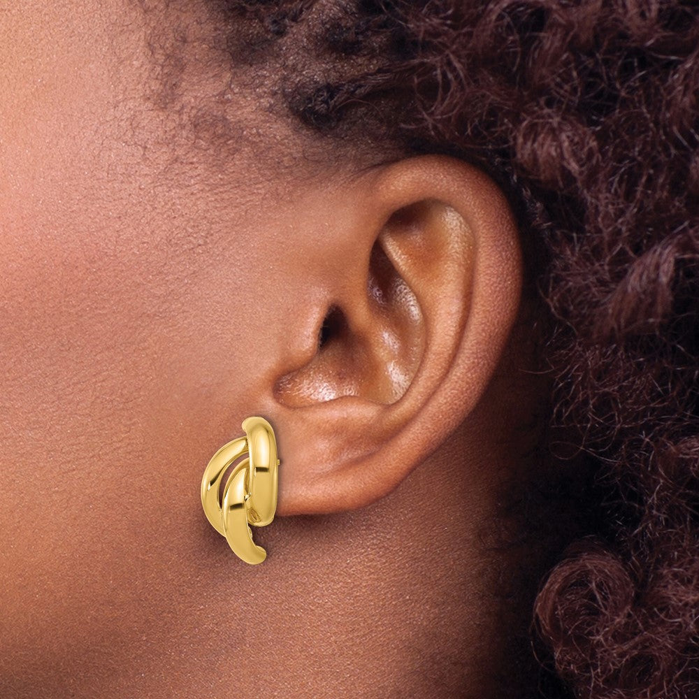 14K Yellow Gold Polished Twisted Post Earrings