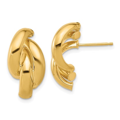14K Yellow Gold Polished Twisted Post Earrings