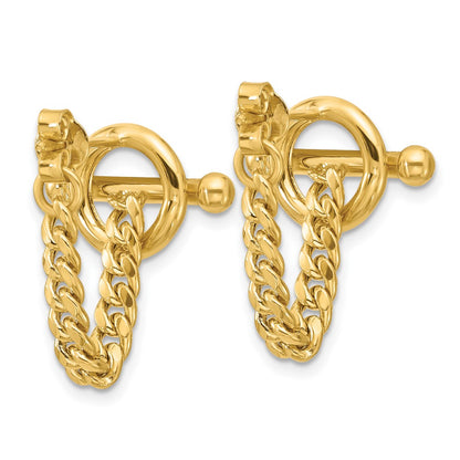 14K Yellow Gold Polished Toggle Chain Post Earrings