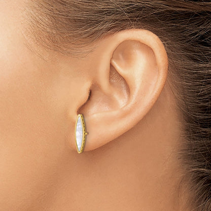 14K Yellow Gold Polished Mother Of Pearl Post Earrings