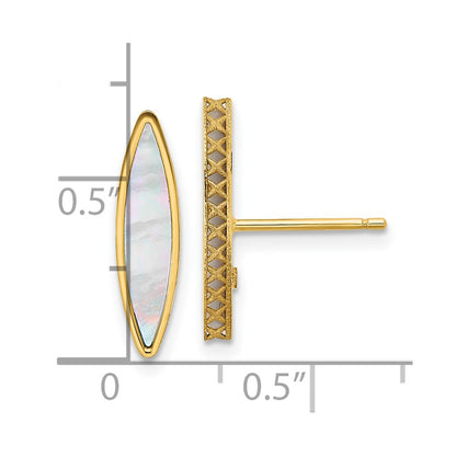 14K Yellow Gold Polished Mother Of Pearl Post Earrings