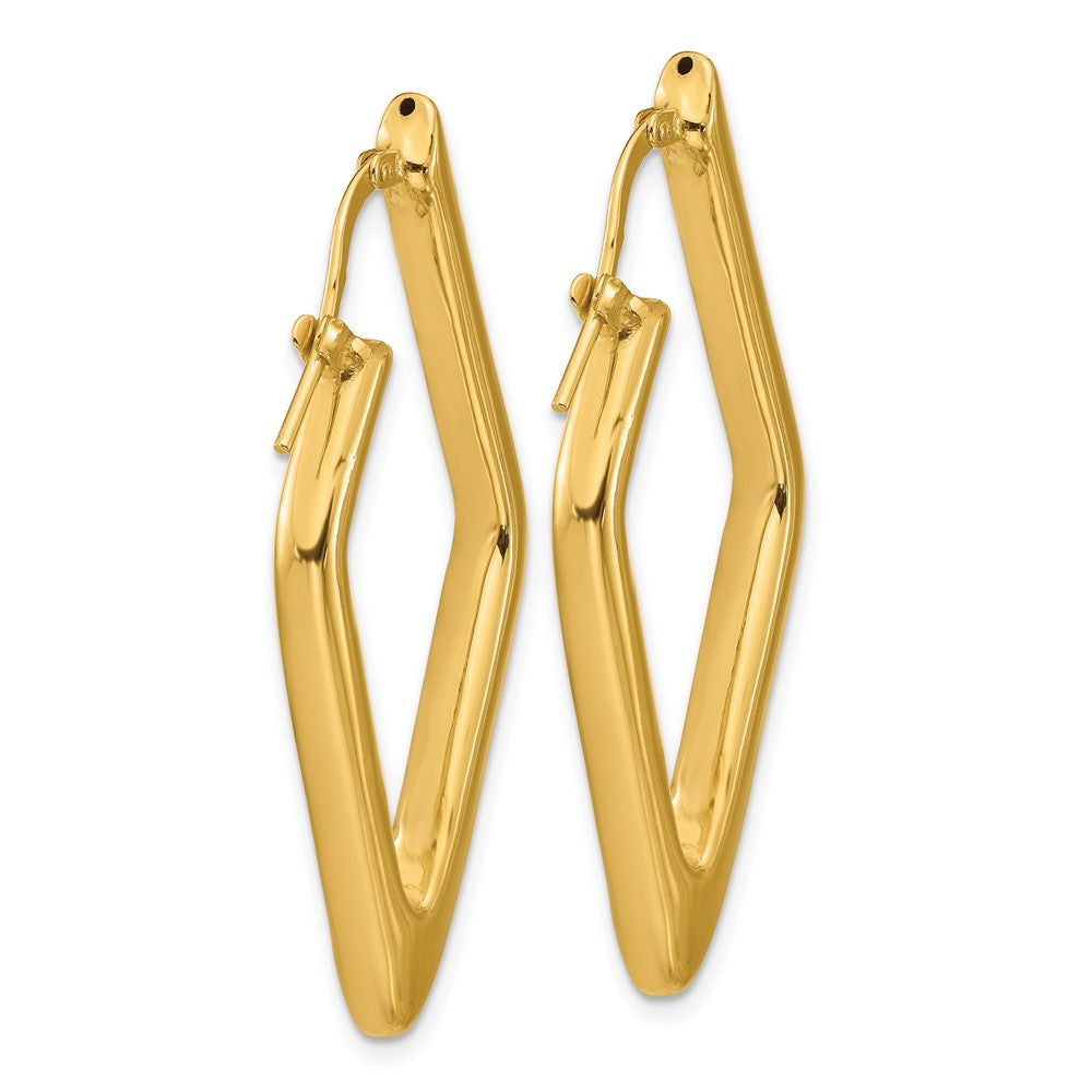 14K Yellow Gold Polished Hollow Diamond Shape Hoop Earrings