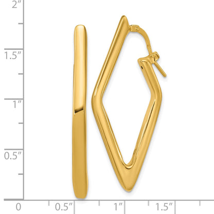 14K Yellow Gold Polished Hollow Diamond Shape Hoop Earrings