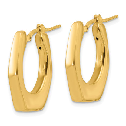 14K Yellow Gold Polished Hollow Fancy Hoop Earrings