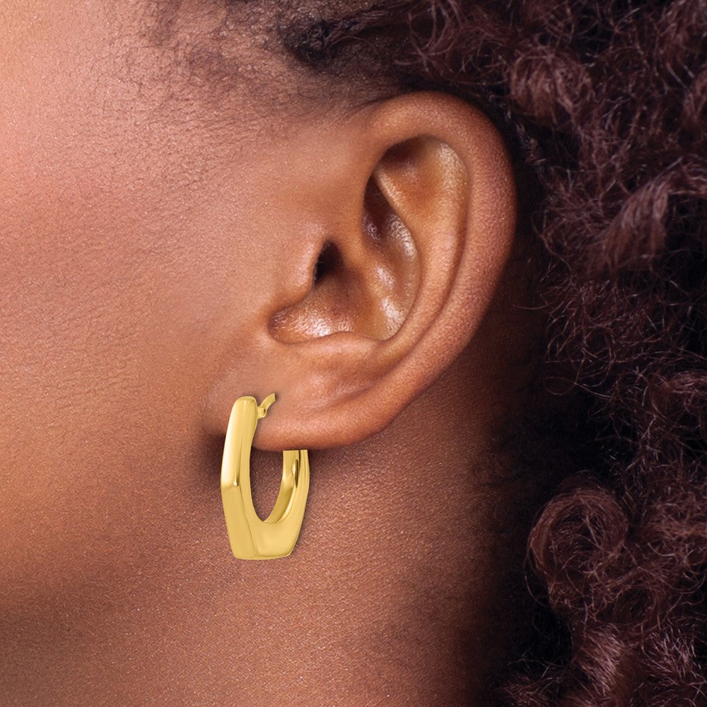 14K Yellow Gold Polished Hollow Fancy Hoop Earrings