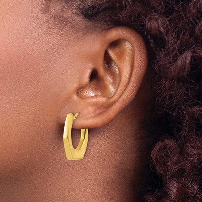 14K Yellow Gold Polished Hollow Fancy Hoop Earrings