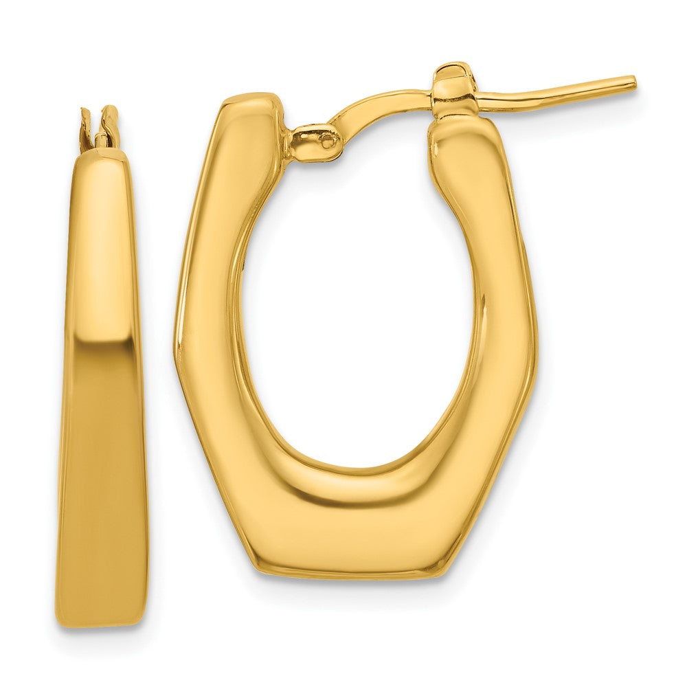 14K Yellow Gold Polished Hollow Fancy Hoop Earrings