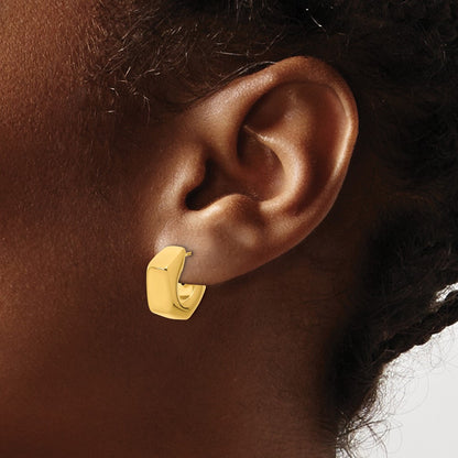 14K Yellow Gold Polished Hollow J Hoop Post Earrings