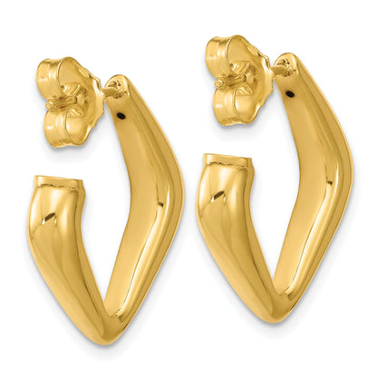 14K Yellow Gold Polished Hollow J Hoop Post Earrings