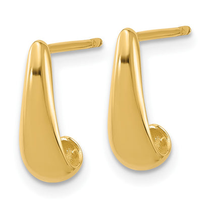 14K Yellow Gold Polished J Hoop Post Earrings